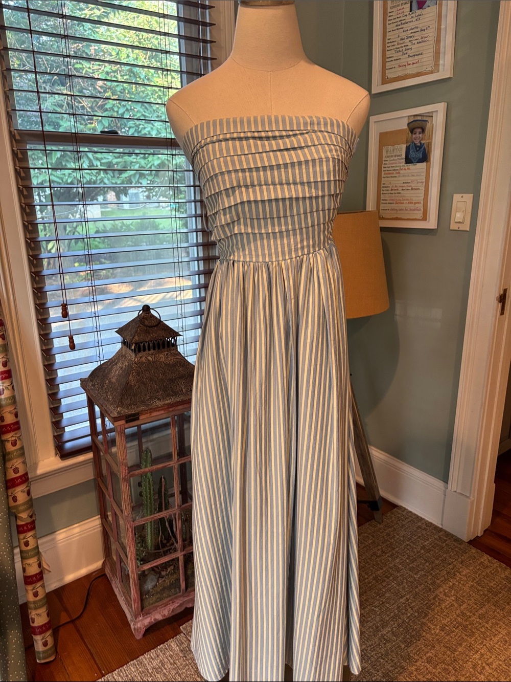 NWT By Together Blue and White Striped Strapless Maxi Dress